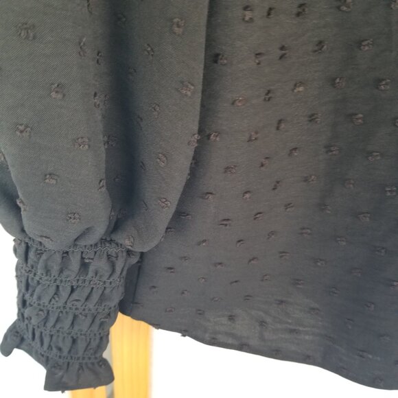 NEW Max Studio Black Neck P Bow Blouse Bishop Sleeves Size M $98 Retail - Picture 12 of 14